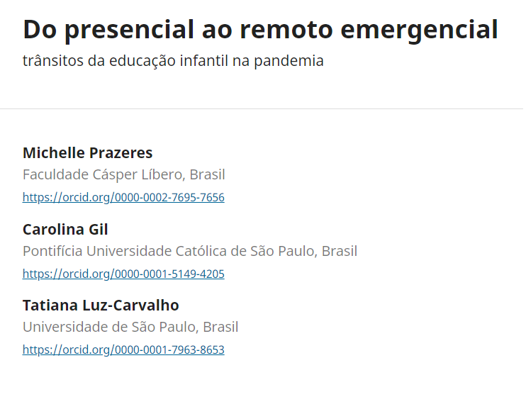 Artigo científico – Do presencial ao remoto emergencial: trânsitos da educação infantil na pandemia