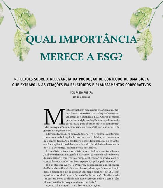 ESG no jornalismo e na comunicação