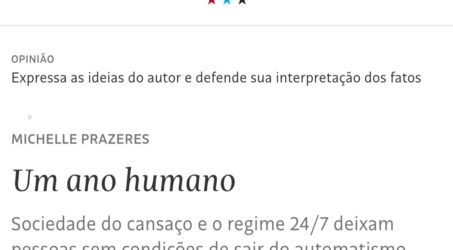 Um ano humano: artigo publicado na Folha de São Paulo